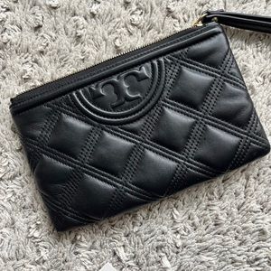 Tory Burch black Fleming wristlet